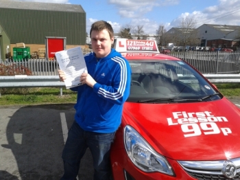 passes his driving test first time after only 8 lessons - outstanding March