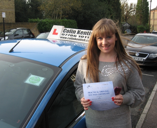 04 January 2012 - Chloe passed 1st time with just 4 minor driving faults Well done Chloe that was a really good drive<br />
<br />

<br />
<br />
Thank you so much for helping me pass I couldnt have done it without your help <br />
<br />

<br />
<br />
I had my first drive alone to college today and it went well <br />
<br />

<br />
<br />
Thanks again <br />
<br />
Chloe