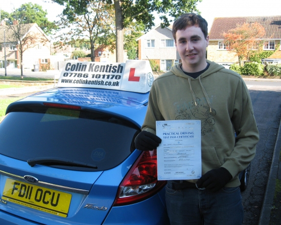 10 October 2012 - James passed 1st time with only 4 minor driving faults Well done James that was an excellent result<br />
<br />

<br />
<br />
I just wanted to say thanks again You have been a great teacher for our duration and I will certainly suggest you to anyone local seeking lessons James