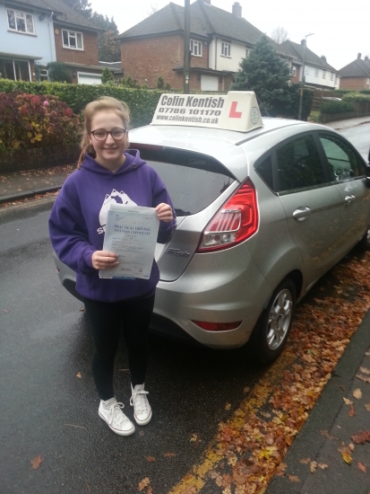 21 November 2016 - Keziah passed with just 6 minor driving faults Well done Keziah that was a really good result