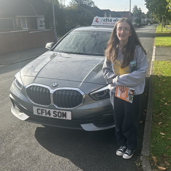 Many Congratulations To Gwenllian, Passing Today With Just 2 Driving Faults - Fantastic!<br />
The Hardest Issue To Deal With, - Was Whilst On Test, She Had To Drive Past Her Home, & Her Mum Was Reversing Into Their Driveway, Causing A Bit Of Traffic Mayhem (Thanks Mum!)<br />
Great Drive Today - Fab Student Drive Carefully & Many Congratulations, From All Of Us Here At cf14 School Of Motoring.