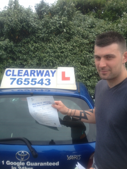 Thank you Clearway Driving School for getting me through my driving test with a 1st time pass after only 3 days I came to Blackpool with my partner Rebecca Gray and we both passed 1st time My instructor Fred gave me the reassurance and confidence that I lacked with his expertise and unique method of instruction Passed 4th June 2014 