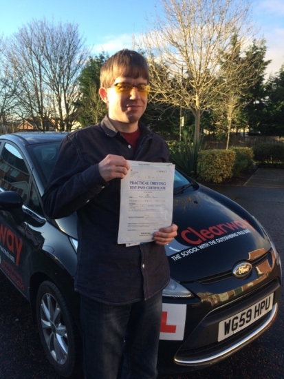Thanks to Fred I was able to feel confident about learning to drive right from the first lesson He really knew the pace and method that best suited me Glad both my brother and I picked Clearway Passed 14th December 2017