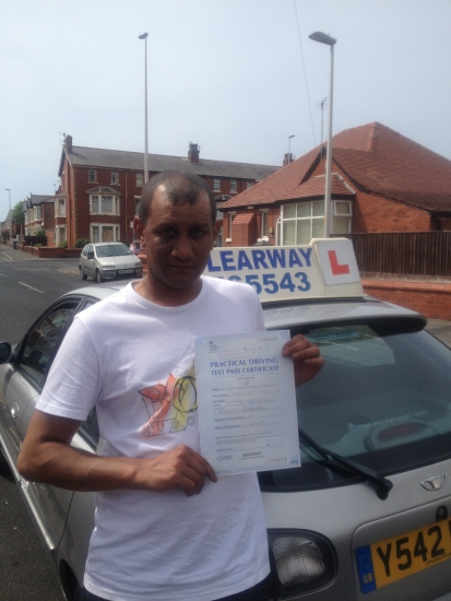 Thank you Clearway Driving School I passed my driving test 1st time thanks to my brilliant instructor Fred I would recommend Clearway Driving School for learning to drive as they were excellent Thank you again and big thanks to Fred Brilliant instructor Passed 17th May 2014