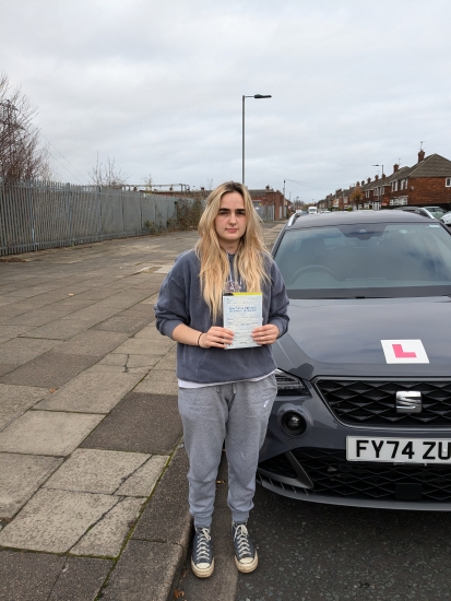 well done martha on passing your test 1st time