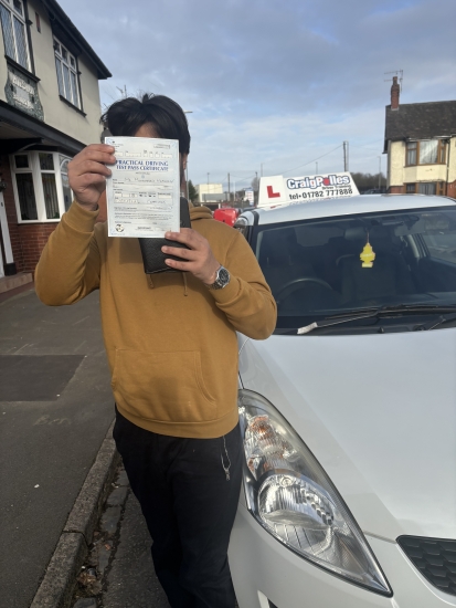 A big congratulations to a very shy Muhammad Husnain.🥳<br />
Muhammad passed his driving test today at Cobridge Driving Test Centre, with 6 driver faults.<br />
Well done Muhammad safe driving from all at Craig Polles Instructor Training and Driving School. 🙂🚗<br />
Driving instructor-Anita Pepper