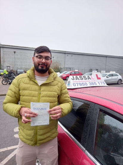 Congratulations Sahil on passing your Driving Test in Uxbridge!.. Thank you so much Jassal for guiding and helping me to pass my Driving test. Highly recommend.