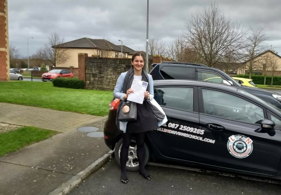 Congratulations to Lara Chapeau who passed her test FIRST TIME today at the Castlemungret test centre in Limerick Lara put in a tremendous effort to get up to the test standard and drove with great confidence today passing no problem Well done Lara thatacute;s a great result