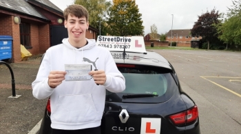 Great result. Test pass today for “Henry Brooker” at Trowbridge,  1st attempt 4 faults. <br />
<br />
Many congratulations from “Roger”, your instructor and all at StreetDrive (SoM), well done Henry.<br />
<br />
Passed Wednesday 27th October 2021.