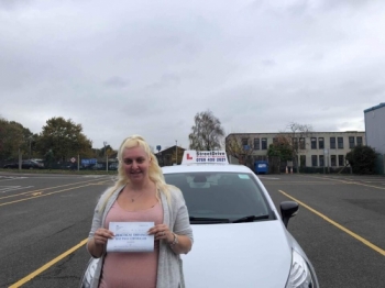 'Louise' has been truly amazing and could not recommend her anymore highly, she put me at complete ease.<br />
<br />
Thank you so much for helping me pass my test 'first time'. Sammy-Jo Mundy - Passed Friday 8th November 2019