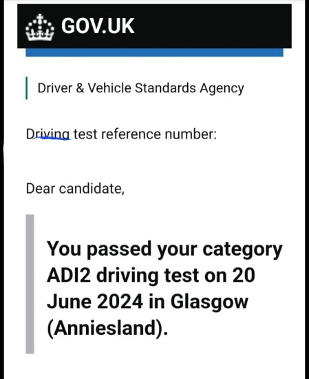 Ashley trained with Steven Swan to pass her Part 2 driving test on her 1st attempt 🙌🏻